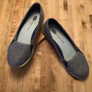Dr Scholls Memory Foam slip on denim  “Keaton” Ballet toe comfort shoes.  8.5 M